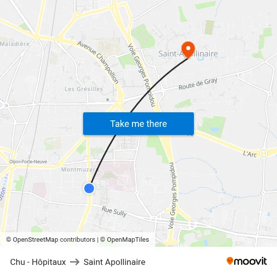 Chu - Hôpitaux to Saint Apollinaire map