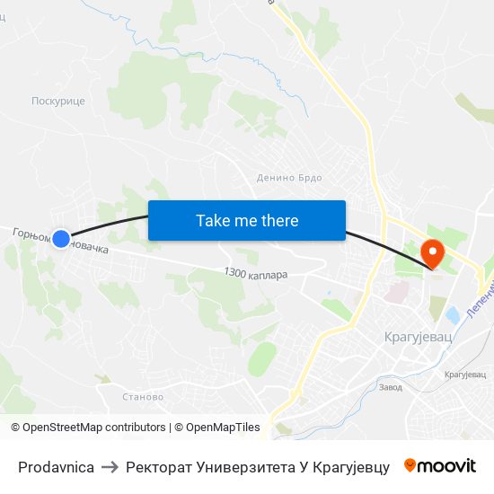 Prodavnica to Ректорат Универзитета У Крагујевцу map