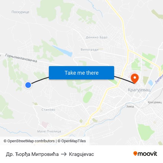 Др. Ђорђа Митровића to Kragujevac map