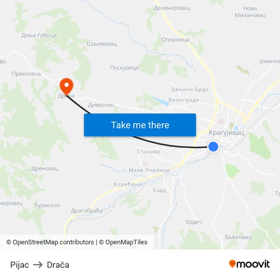 Pijac to Drača map