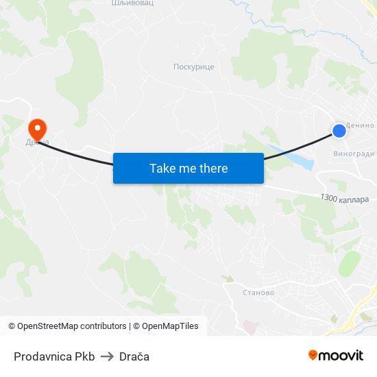 Prodavnica Pkb to Drača map