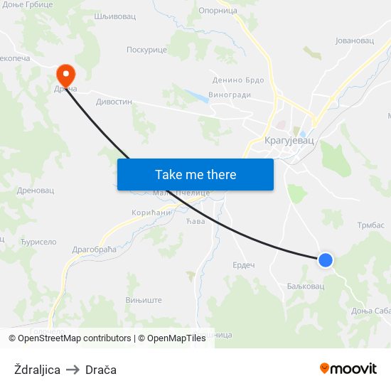 Ždraljica to Drača map