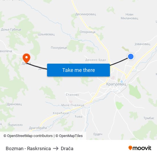 Bozman - Raskrsnica to Drača map