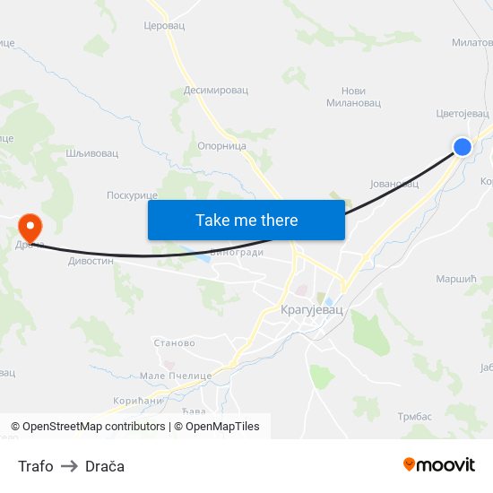 Trafo to Drača map