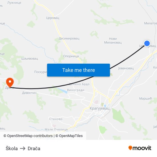 Škola to Drača map