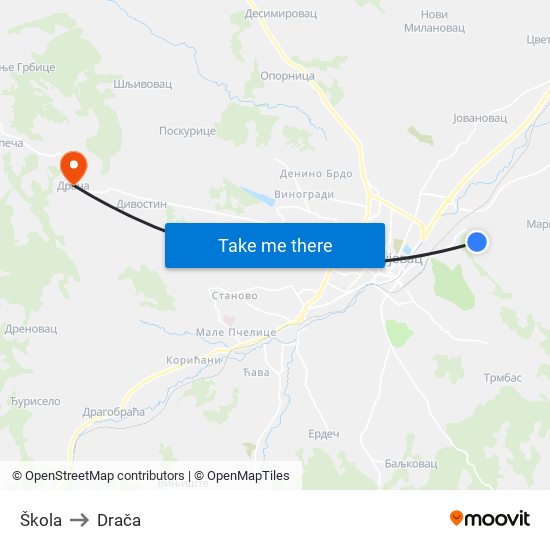 Škola to Drača map