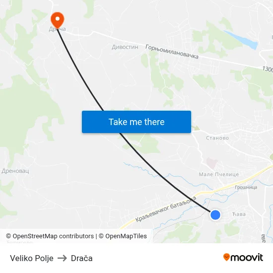 Veliko Polje to Drača map