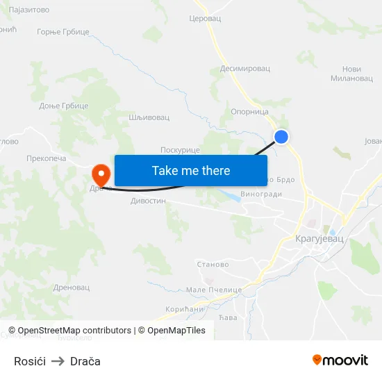 Rosići to Drača map