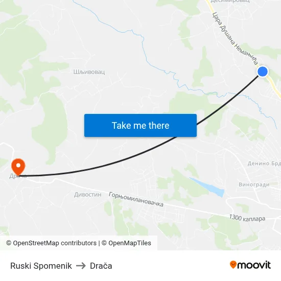 Ruski Spomenik to Drača map