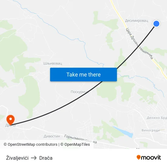Živaljevići to Drača map