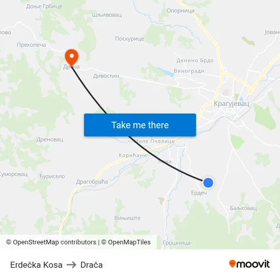 Erdečka Kosa to Drača map