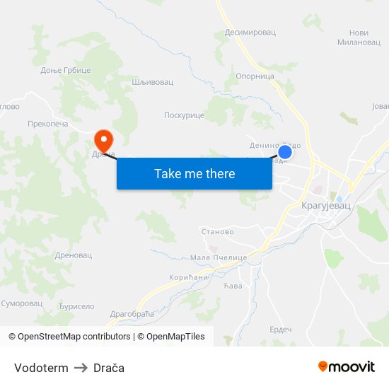 Vodoterm to Drača map