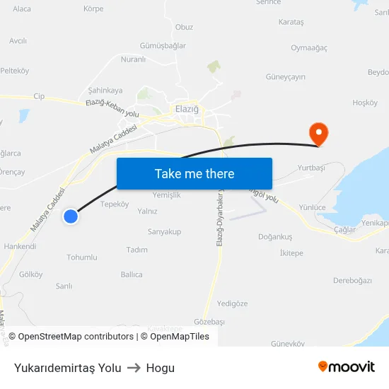 Yukarıdemirtaş Yolu to Hogu map