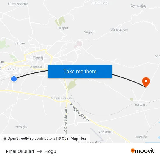 Final Okulları to Hogu map