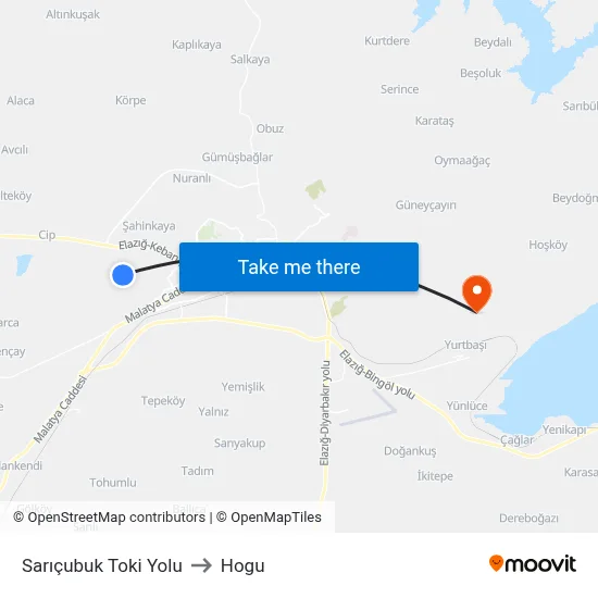 Sarıçubuk Toki Yolu to Hogu map