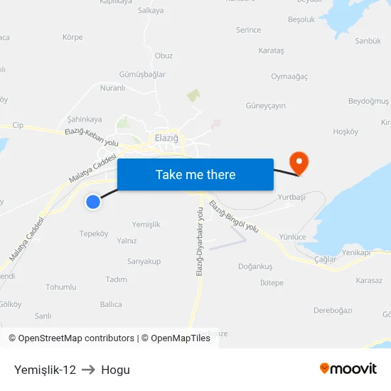 Yemişlik-12 to Hogu map