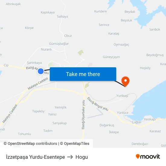 İzzetpaşa Yurdu-Esentepe to Hogu map