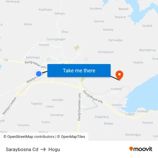 Saraybosna Cd to Hogu map