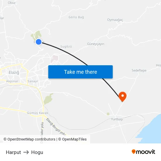 Harput to Hogu map