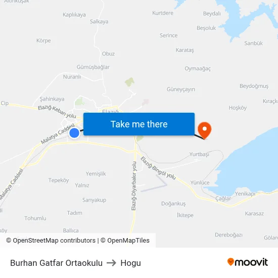 Burhan Gatfar Ortaokulu to Hogu map