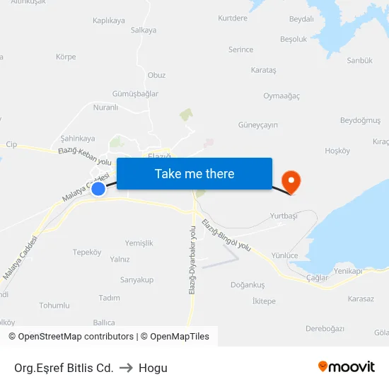 Org.Eşref Bitlis Cd. to Hogu map