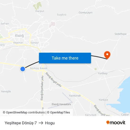 Yeşiltepe Dönüş-7 to Hogu map