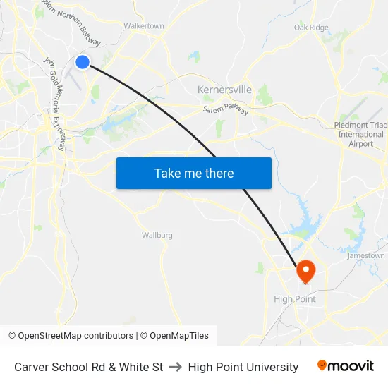 Carver School Rd & White St to High Point University map