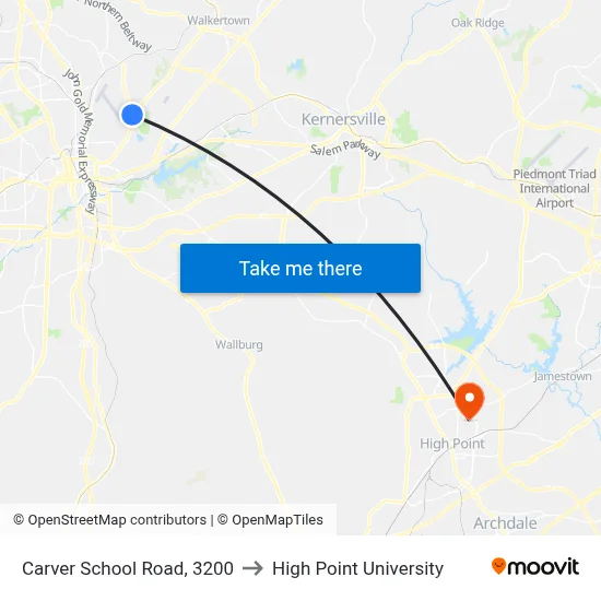 Carver School Road, 3200 to High Point University map