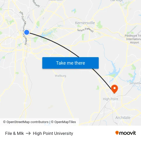 File & Mlk to High Point University map
