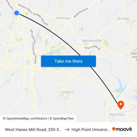 West Hanes Mill Road, 350-358 to High Point University map