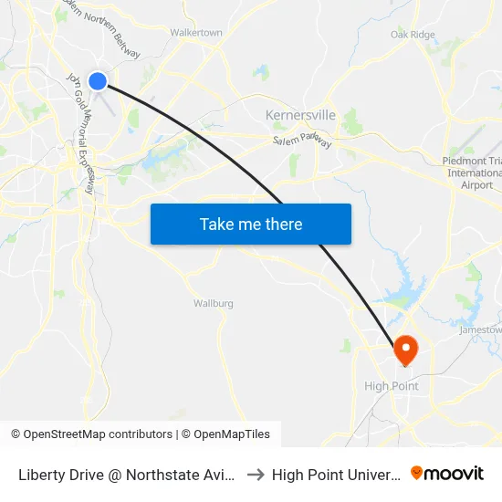 Liberty Drive @ Northstate Aviation to High Point University map