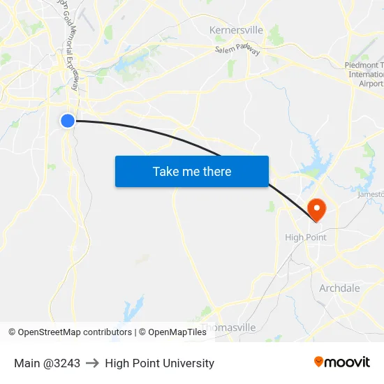 Main @3243 to High Point University map