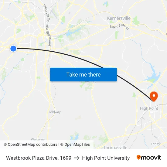 Westbrook Plaza Drive, 1699 to High Point University map