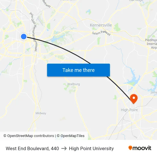 West End Boulevard, 440 to High Point University map