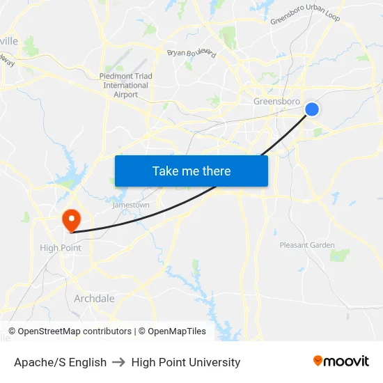 Apache/S English to High Point University map