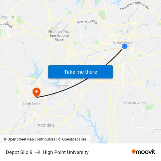 Depot Slip 8 to High Point University map