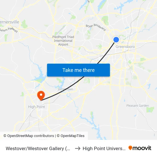 Westover/Westover Gallery (Ob) to High Point University map