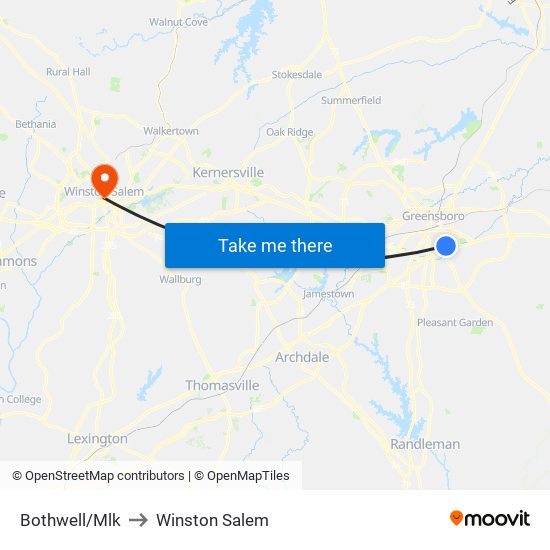 Bothwell/Mlk to Winston Salem map