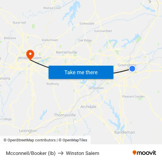 Mcconnell/Booker (Ib) to Winston Salem map