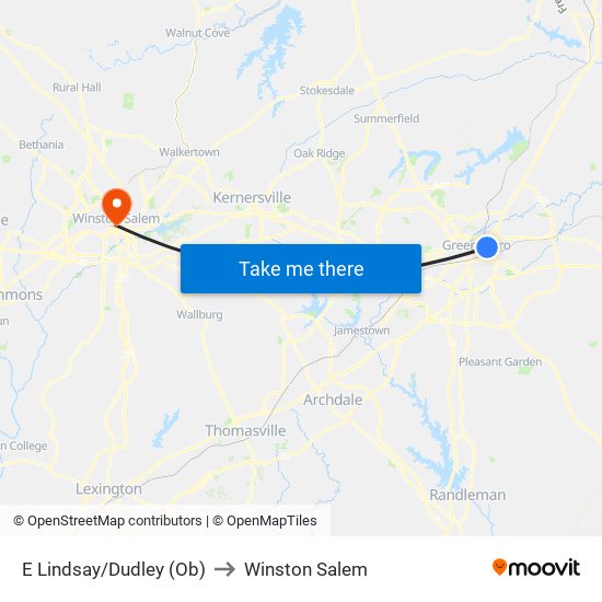 E Lindsay/Dudley (Ob) to Winston Salem map