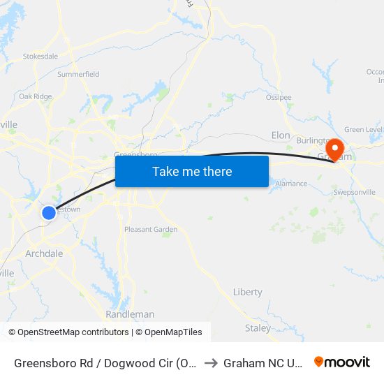 Greensboro Rd / Dogwood Cir (Ob) to Graham NC USA map