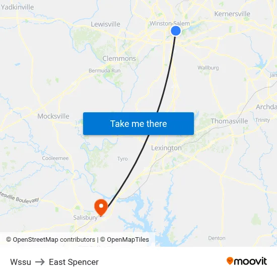 Wssu to East Spencer map