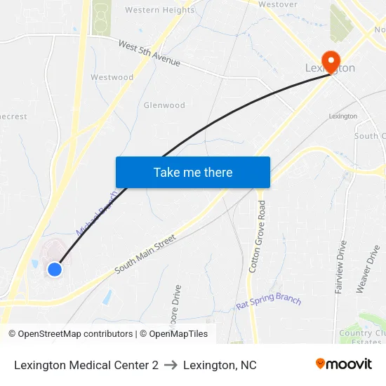 Lexington Medical Center 2 to Lexington, NC map