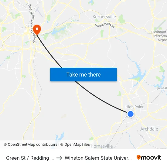 Green St / Redding Dr to Winston-Salem State University map