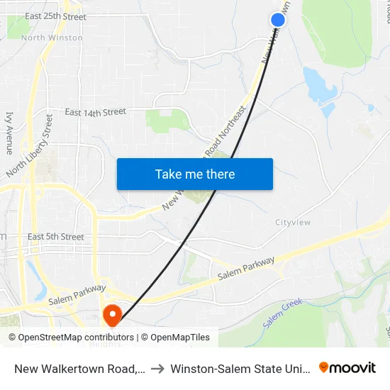 New Walkertown Road, 3198 to Winston-Salem State University map