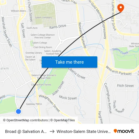 Broad @ Salvation Army to Winston-Salem State University map