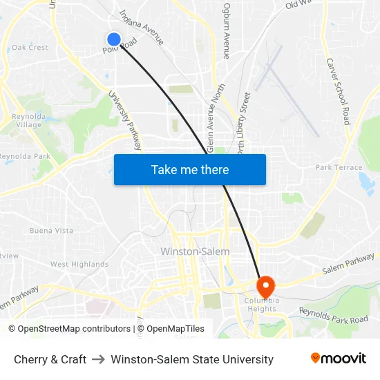 Cherry & Craft to Winston-Salem State University map