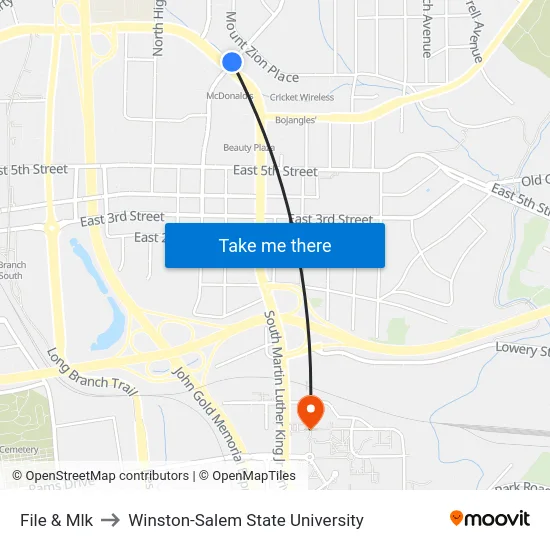 File & Mlk to Winston-Salem State University map