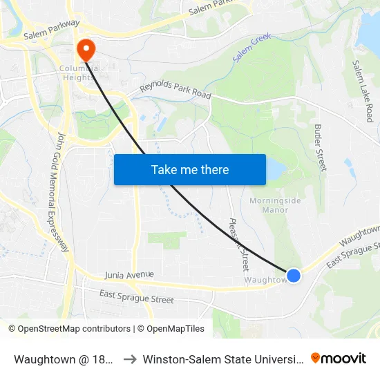 Waughtown @ 1802 to Winston-Salem State University map