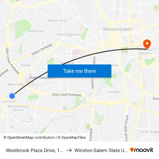 Westbrook Plaza Drive, 1680-1690 to Winston-Salem State University map